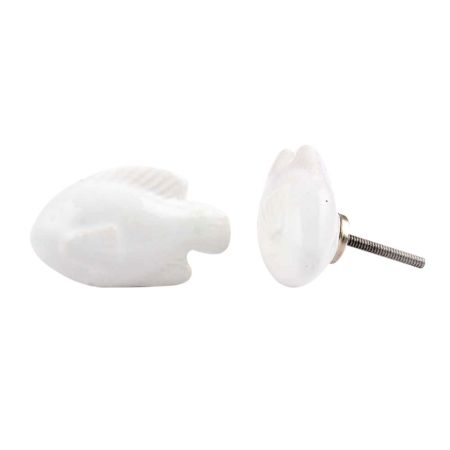 White Fish Ceramic Knob